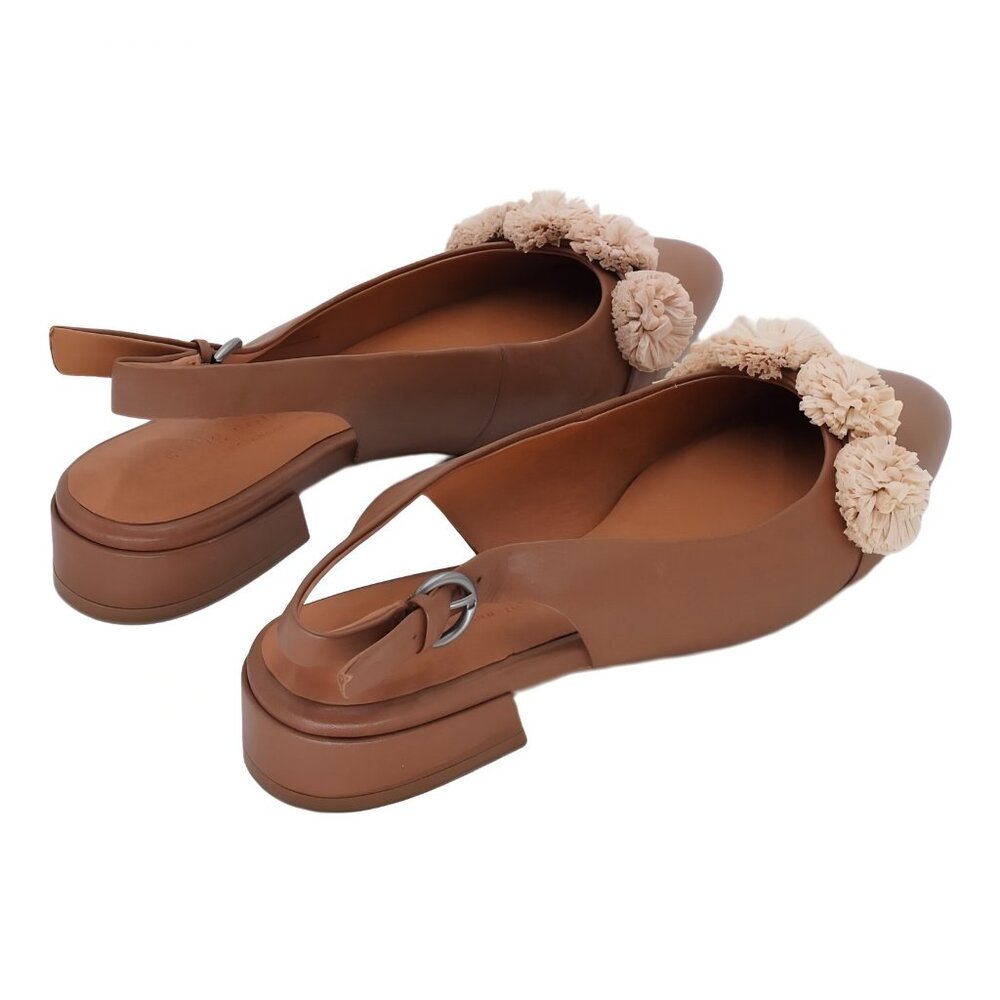 Gentle Souls Anana Pom Pom Slingback Sandal Luggage Brown 8.5M - Picture 3 of 6